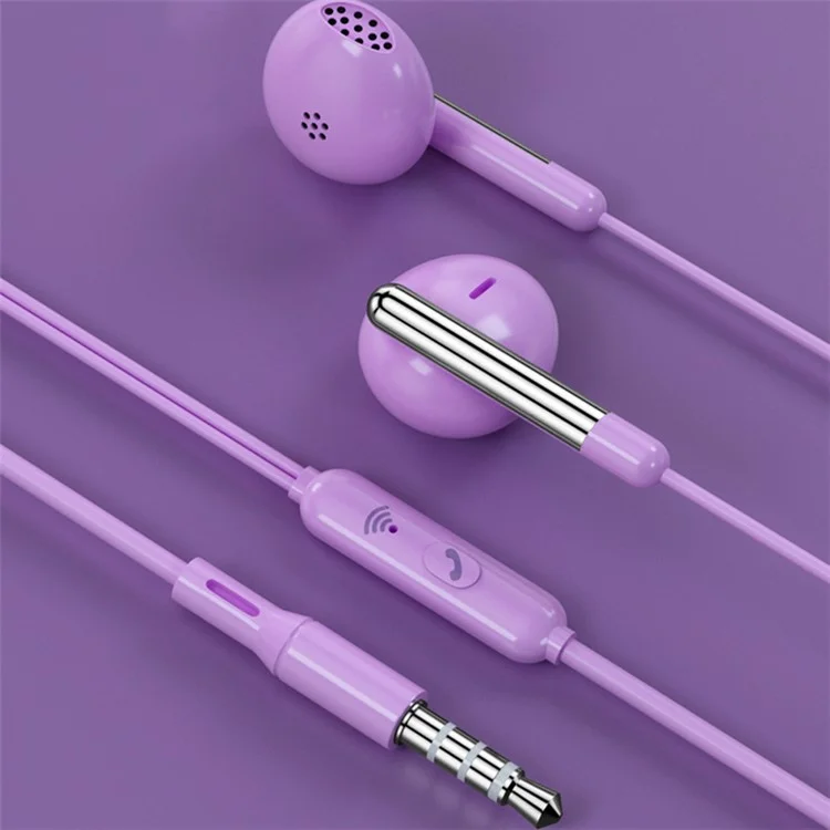 TIANSTON 3.5mm AUX In-Ear Wired Earphone Headphone with Microphone - Purple