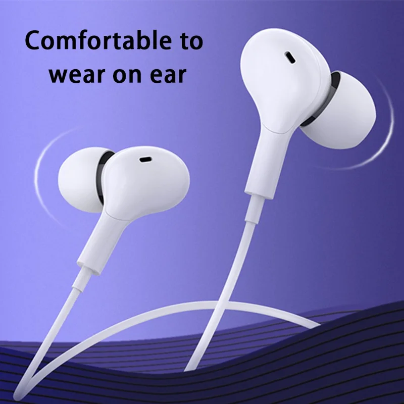 CELEBRAT D13 Type-C Wired Earphone Digital Decoding Stereo Music Headset with Mic - White