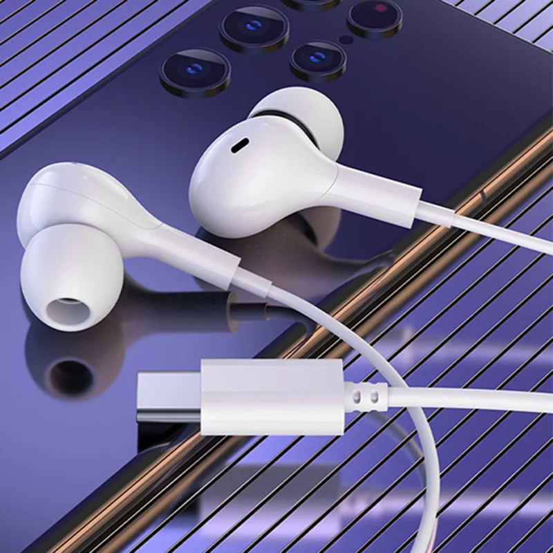 CELEBRAT D13 Type-C Wired Earphone Digital Decoding Stereo Music Headset with Mic - White