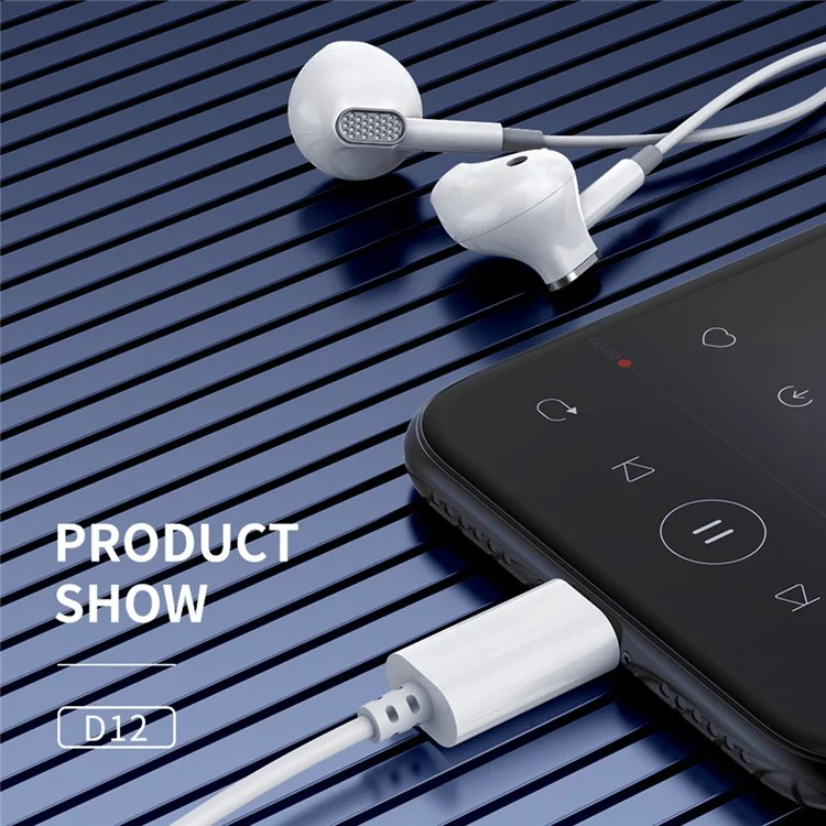 CELEBRAT D12 Écouteurs filaires Type-C Stéréo Hi-Fi Casque pour Téléphone - Noir 