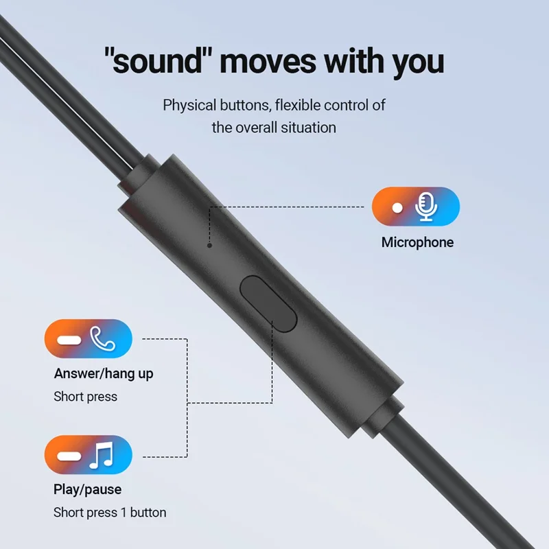 CELEBRAT D14 Metal Shell Type-C Wired Earphone Stereo Phone Music Headset - Black