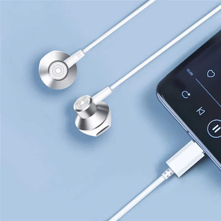 CELEBRAT D14 Auricular con cable con cable Tipo-C de concha metálica Auriculares estéreo para teléfono Música - Blanco 