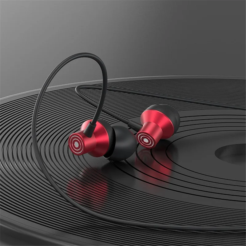 CELEBRAT D15 Type-C Wired Earphone Stereo Wire Control Phone Music Headset - Red