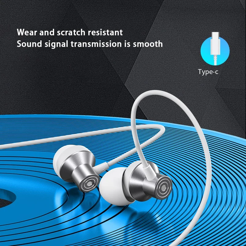 CELEBRAT D15 Type-C Wired Earphone Stereo Wire Control Phone Music Headset - Red