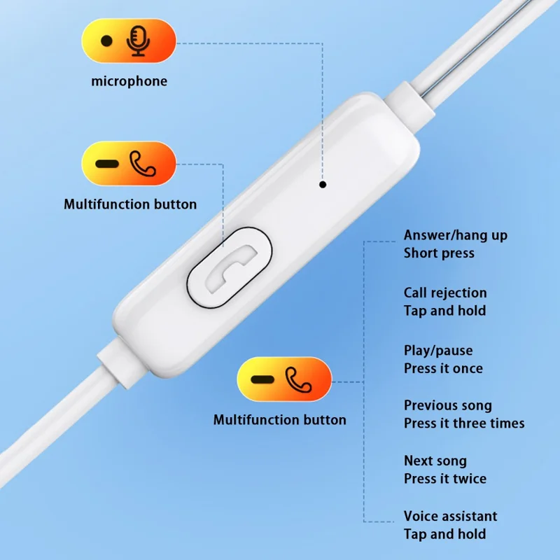 CELEBRAT G26 3.5 مم سماعة أذن داخل الأذن مع تحكم سلكي وسماعة رأس للموسيقى والمكالمات - أبيض