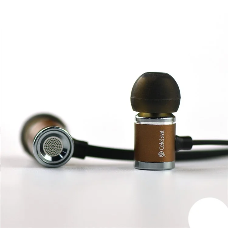 CELEBRAT C6 Bass Sound Earbud 3.5mm AUX In-Ear Наушники с микрофоном и регулятором громкости - Кофейный