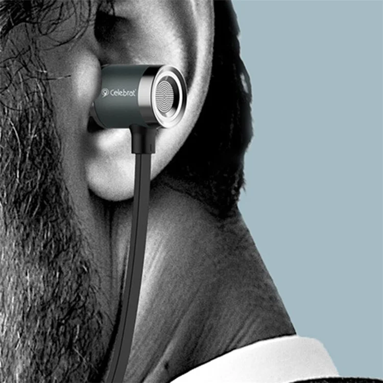 CELEBRAT C6 Bass Sound Earbud 3.5mm AUX In-Ear Headphone with Mic Volume Control - Blue