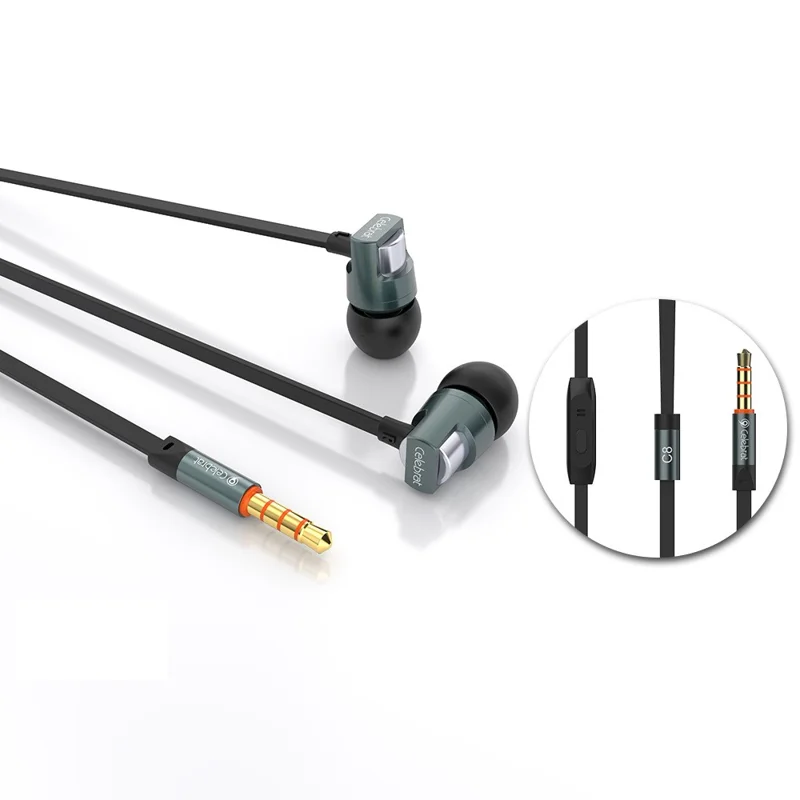 CELEBRAT C8 Earphone Universal 3.5mm Plug Wired Control Headset for Phone Computer - Grey