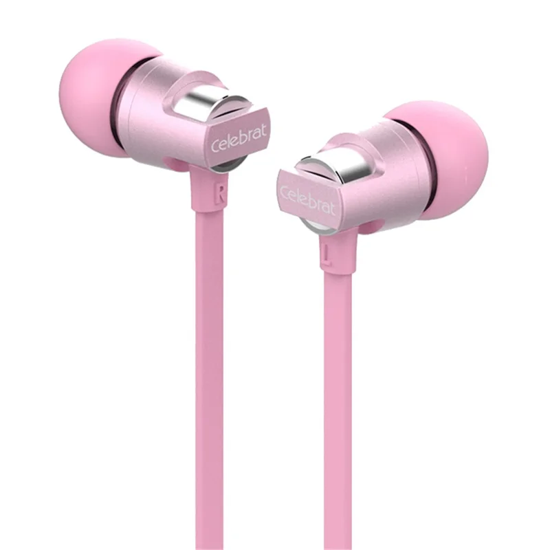 CELEBRAT C8 Earphone Universal 3.5mm Plug Wired Control Headset for Phone Computer - Rose Gold