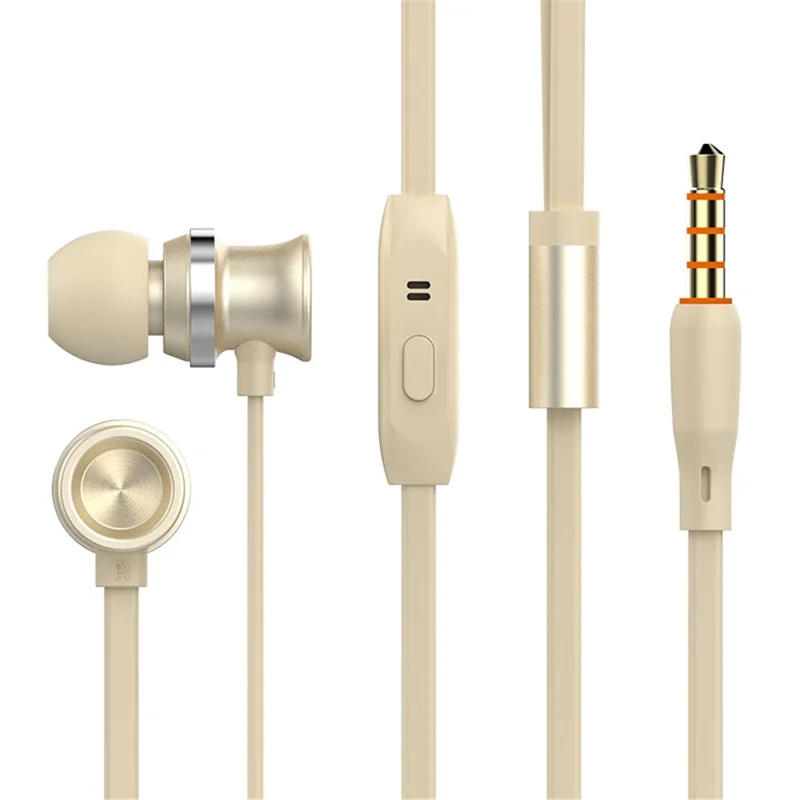CELEBRAT D7 Built-In Mic Metal Earphone Earbud 3.5mm Wired Control Headphone - Gold