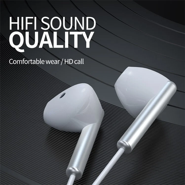CELEBRAT G6 Auricular con cable alámbrico de música de ángulo recto de 3,5 mm Control de llamadas - Blanco 