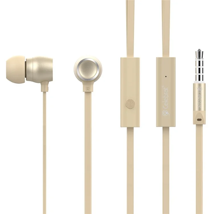 CELEBRAT G10 3,5 mm Fio de Controle Fone de Ouvido de Metal Intra-auricular Estéreo Música Chamando Headset - Champagne Gold
