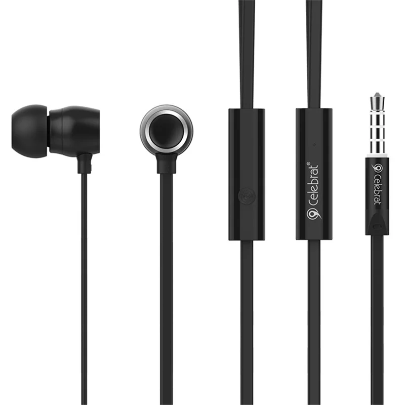 CELEBRAT G10 3.5mm Wire Control In-ear Metal Earphone Stereo Music Calling Headset - Black
