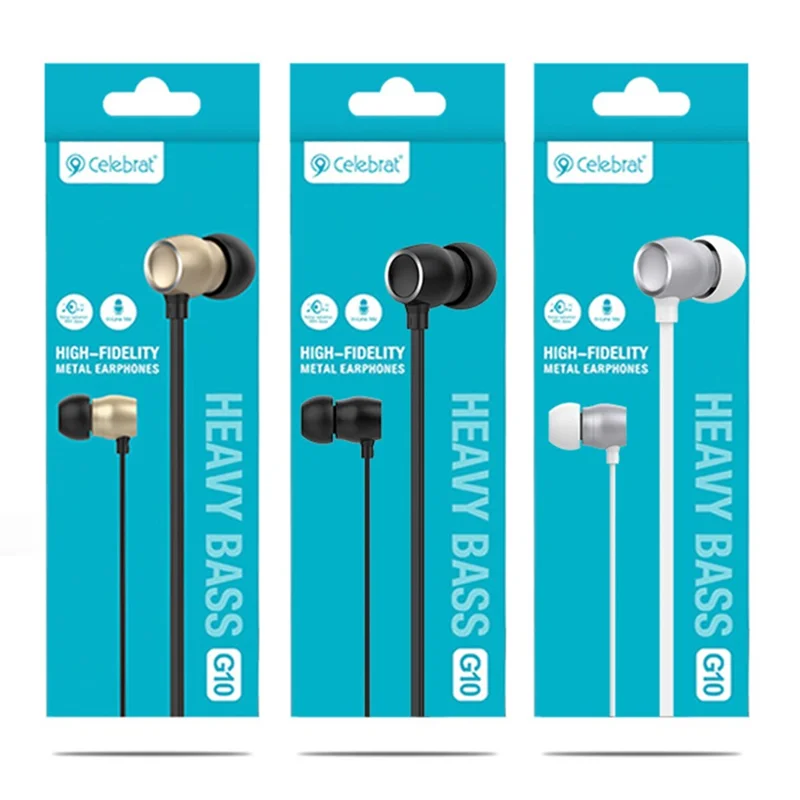 CELEBRAT G10 3.5mm Wire Control In-ear Metal Earphone Stereo Music Calling Headset - Black