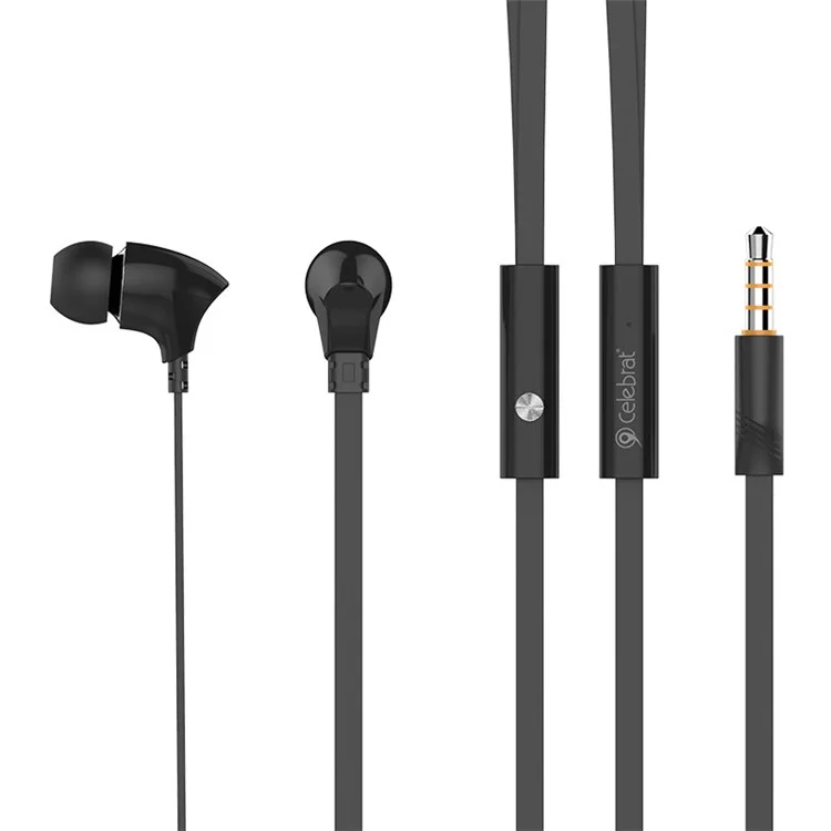 CELEBRAT G3 Wide Cable 3.5mm In-ear Earphone Stereo Music Calling Phone Headset - Black