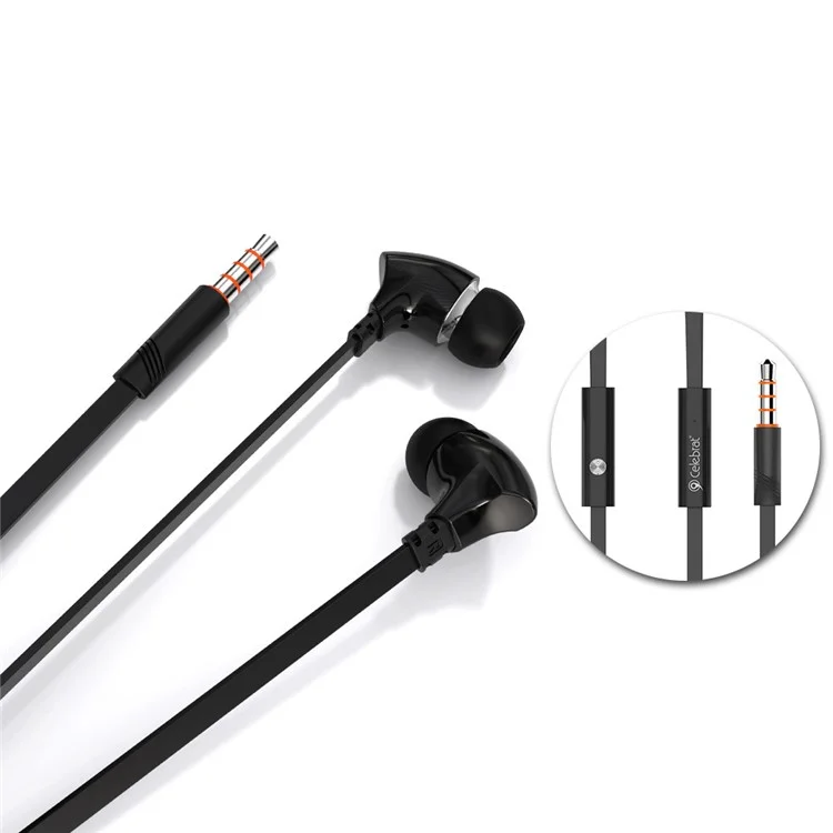 CELEBRAT G3 Wide Cable 3.5mm In-ear Earphone Stereo Music Calling Phone Headset - Black