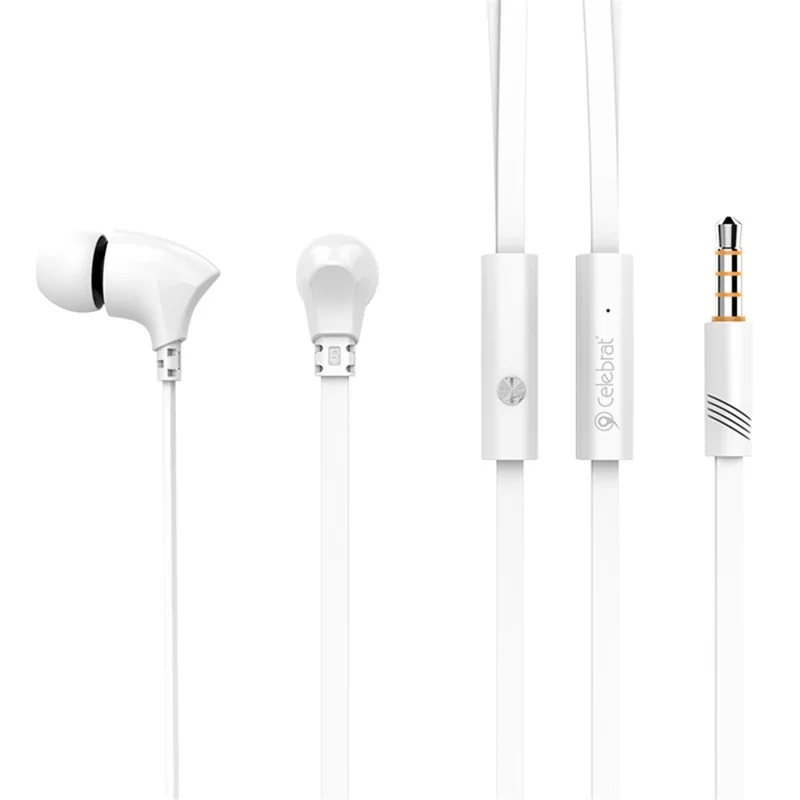 CELEBRAT G3 Wide Cable 3.5mm In-ear Earphone Stereo Music Calling Phone Headset - White