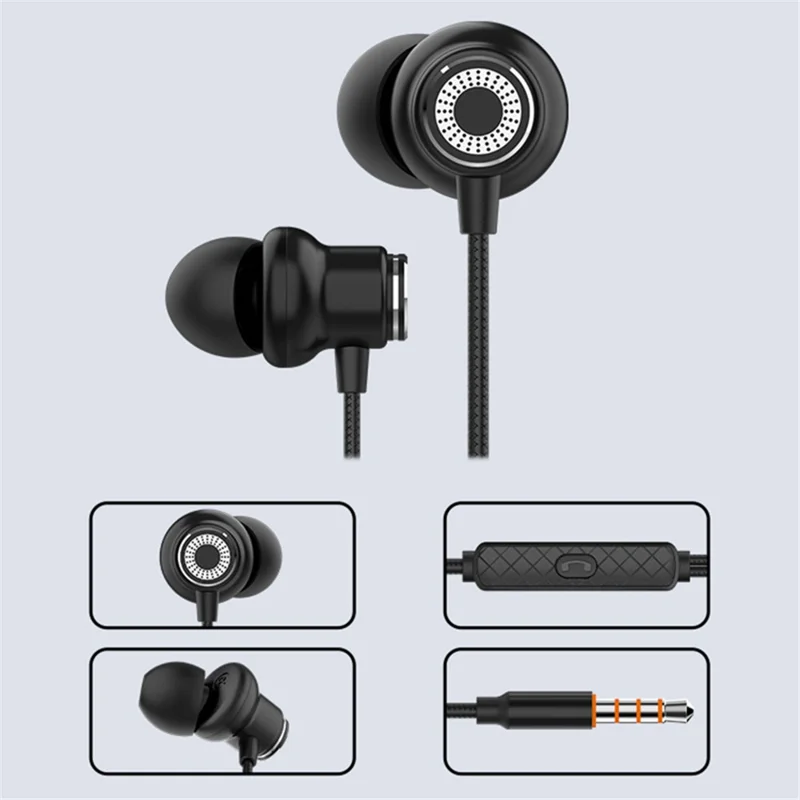 CELEBRAT D5 3.5mm Wire Control In-ear Earphone Magnetic Earbuds Music Headset - Black