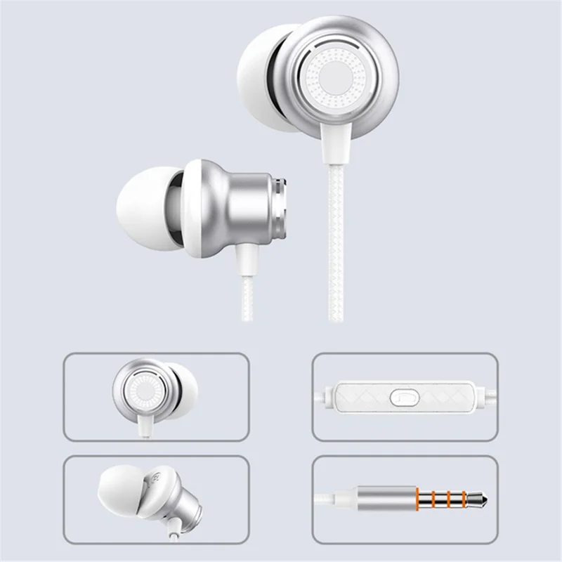 CELEBRAT D5 3.5mm Wire Control In-ear Earphone Magnetic Earbuds Music Headset - White