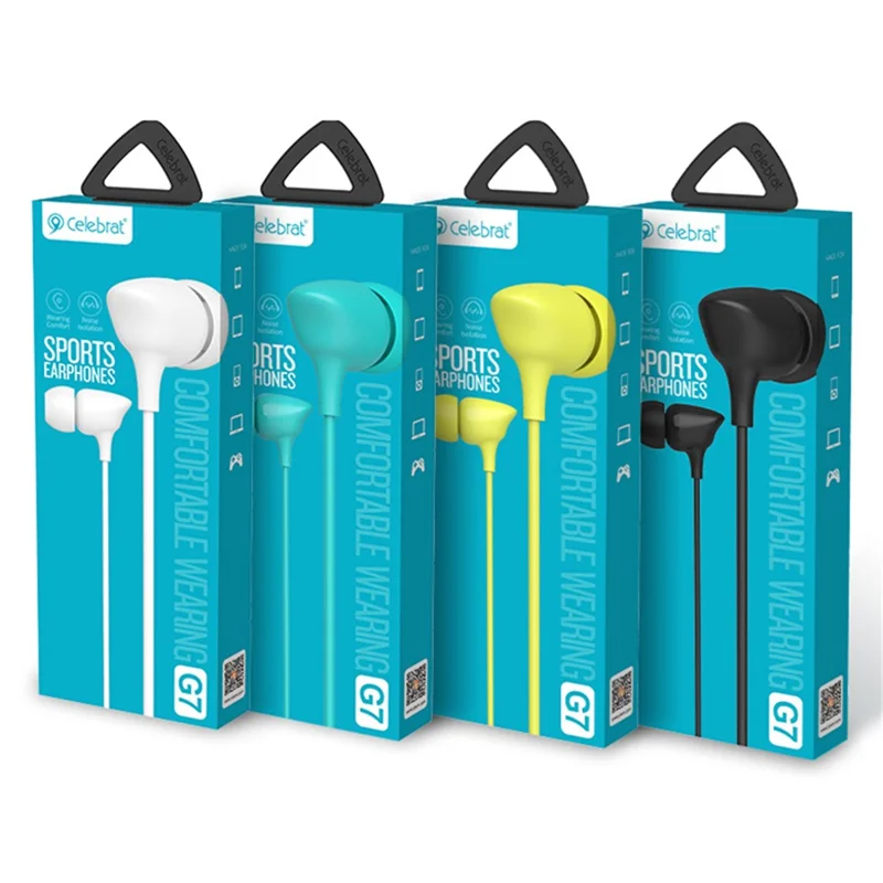 CELEBRAT G7 Wired Headset In-Ear Headphones with Inline Control - White