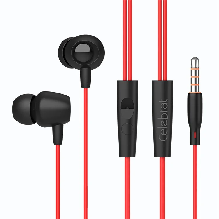 CELEBRAT FLY-1 Wired Earphones with Inline Control for Smartphones - Red