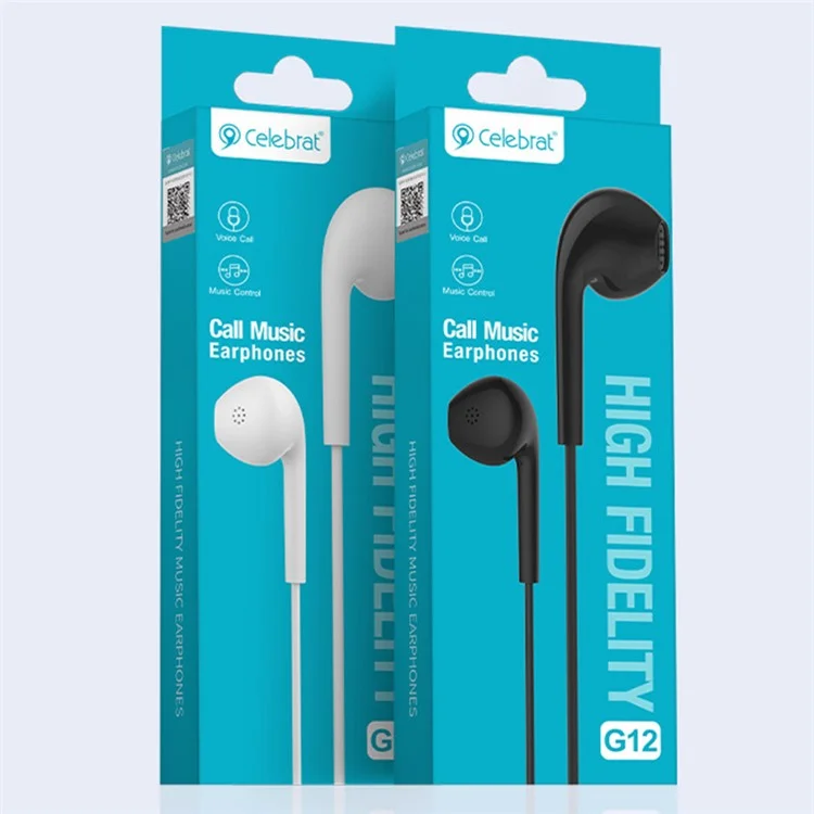 CELEBRAT G12 Auriculares con cable de 3,5 mm, 1,2 m, Auriculares intrauditivos - Blanco