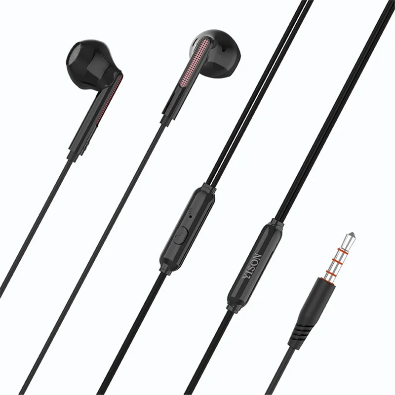 YISON X4 Koperen Ring In-ear Headset met Bediening op de Kabel 3,5 mm Plug - Zwart