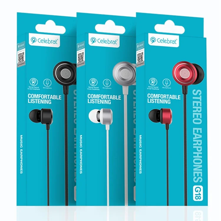 CELEBRAT G18 Auriculares Intraurales con Cable Metálicos 3.5mm Conector - Blanco