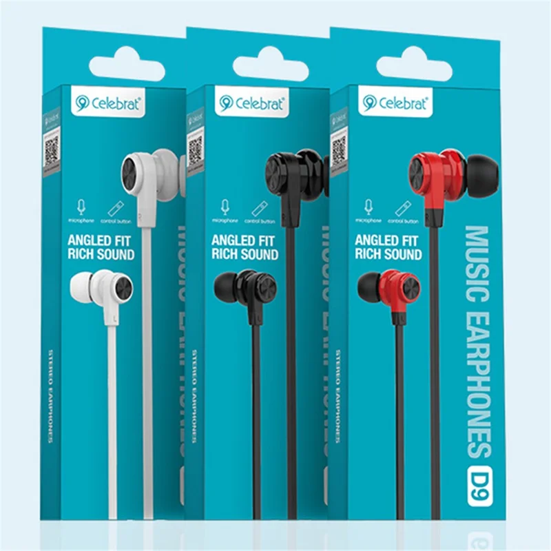 CELEBRAT D9 In-Ear Wired Headphones with 3.5mm Connector - Black