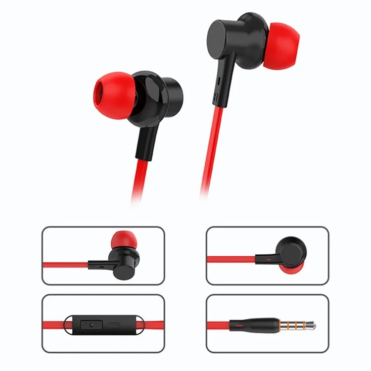 Celebrat G19 3.5 mm Enchufe en la Oreja Auriculares TPE Con Micrófono - Rojo