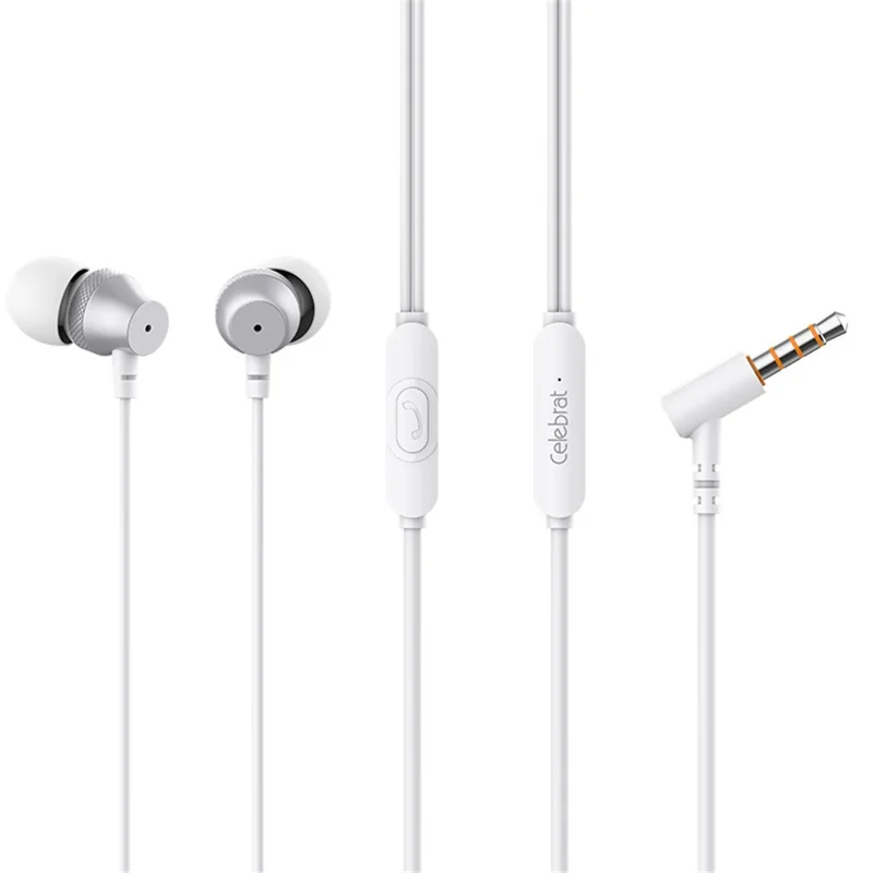 CELEBRAT D11 3,5 mm stereo huvudtelefoner med kabelkontroll, hörlurar, öronproppar - Vit