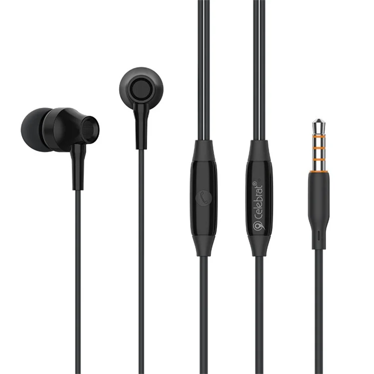 Celebrat G25 Control de Alambre Auriculares de 3.5 mm Auriculares Wired Wired Wired - Negro