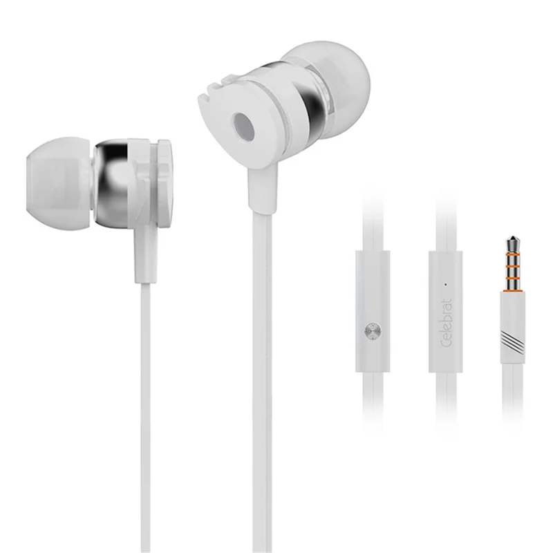 CELEBRAT D1 Stereo Sound 3.5mm Wired Earphones for PC / Mobile Phone / MP3 - White