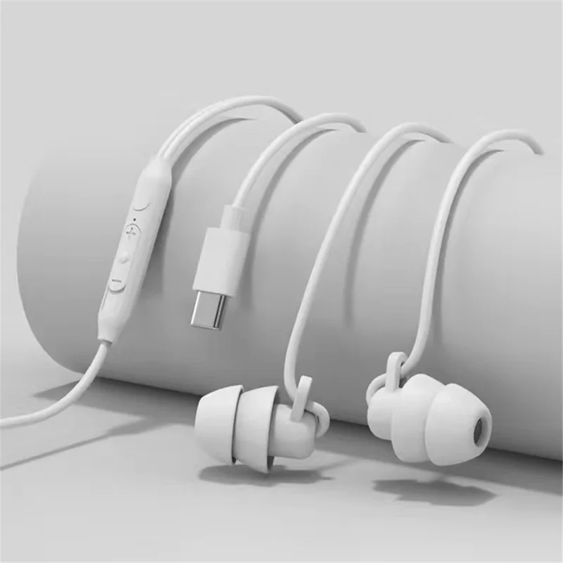 SM02 Type-C Kabelgebundenes Stereo-Headset In-Ear-Kopfhörer Schlaf-Schallschutz-Ohrhörer - Weiß