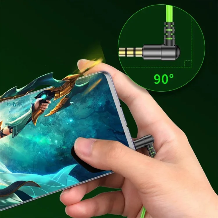 P08 Angled 3.5mm Wired Gaming Headphone Volume Control In-Earbud Earphone - Green