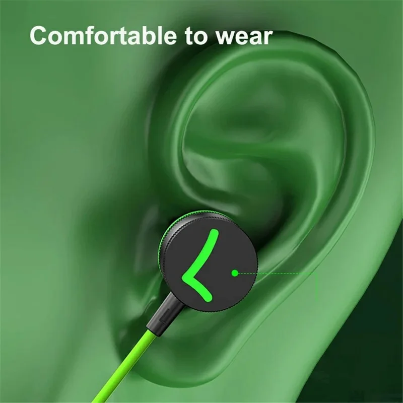 P08 Elbow Type-C Wired Earphones with Mic Magnetic In-ear Gaming Headphones - Black