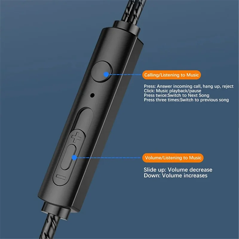 Type-C Wired Headset In-Ear Metal Bass Sound Earbud Music Headphone with Volume Control - Silver