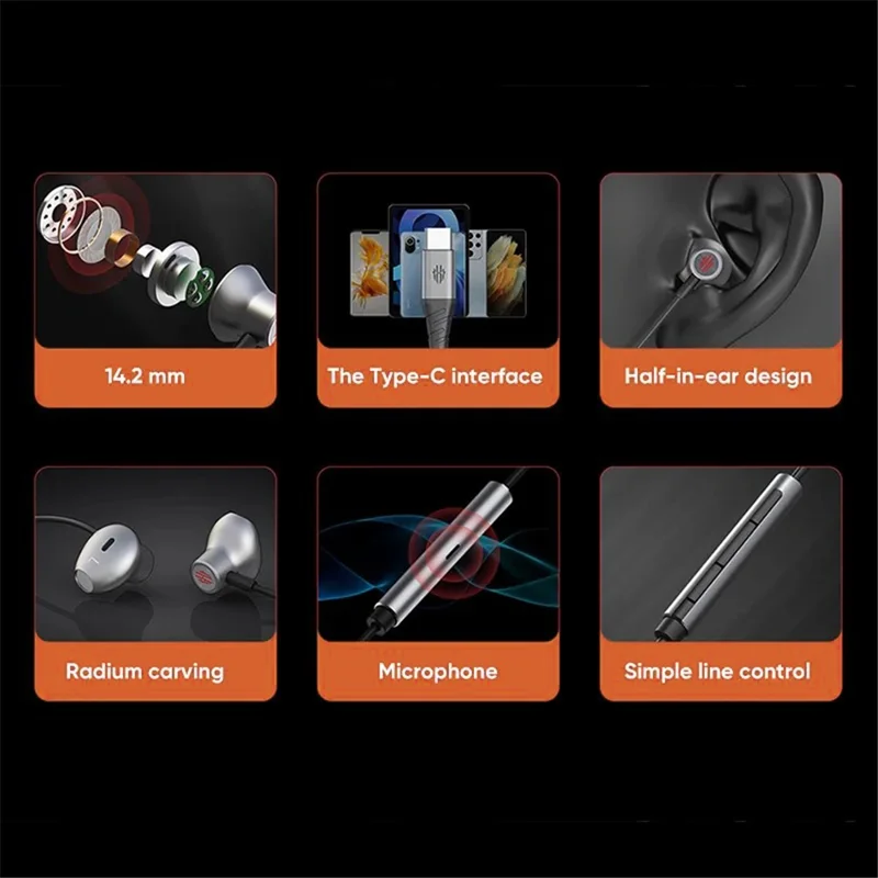 REDMAGIC WH4008 In-Ear Gaming Wired Headset Music Headphone Sports Earphone - Type-C Plug