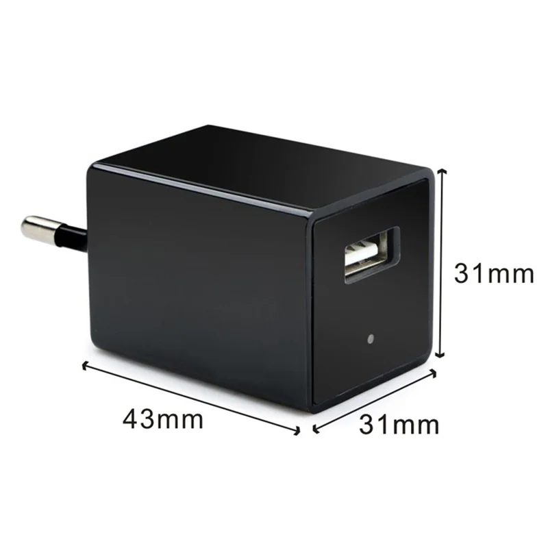 Carregador de parede VD005 Plug Mini oculto câmera Wi-Fi para segurança doméstica - Plugue UE