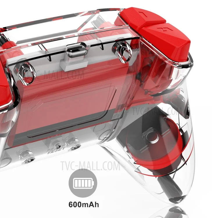 Transparent Wireless Bluetooth-compatible Gamepad Game Joysticks Controller for N-Switch Pro NS-Switch Lite  - Red