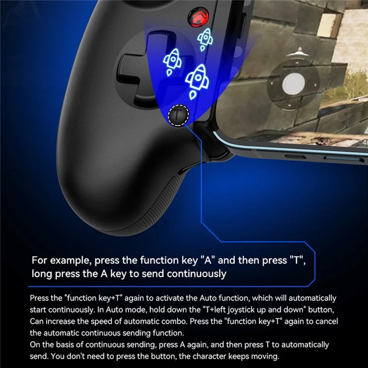D10 Stretchable Wireless Game Controller Hall-Rocker Handheld Gamepad for Nintendo Switch - Black