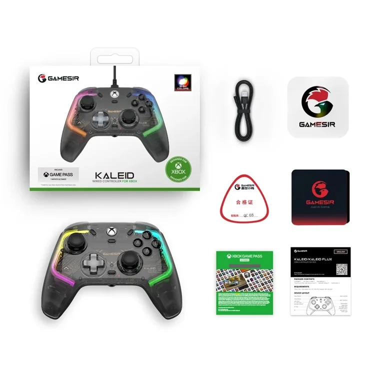 GAMESIR Kaleid para Xbox / Steam / Windows 10 / 11 PC Controlador de Jogo com Fio RGB Light Hall Effect Gamepad