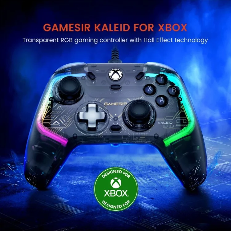 GAMESIR Kaleid para Xbox / Steam / Windows 10 / 11 PC Controlador de Jogo com Fio RGB Light Hall Effect Gamepad