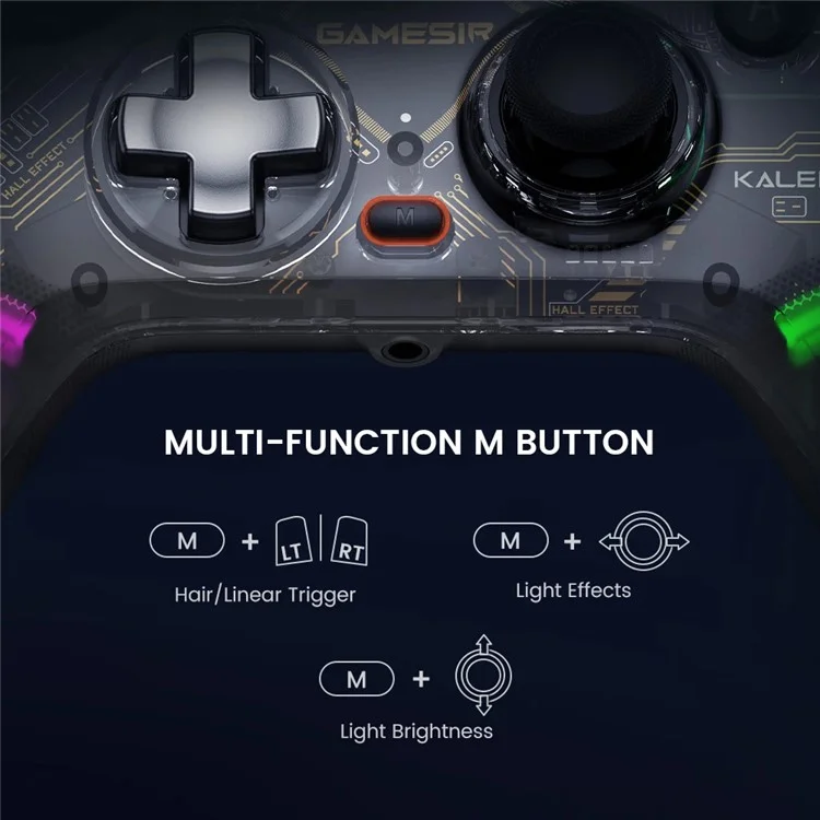 GAMESIR Kaleid para Xbox / Steam / Windows 10 / 11 PC Controlador de Jogo com Fio RGB Light Hall Effect Gamepad