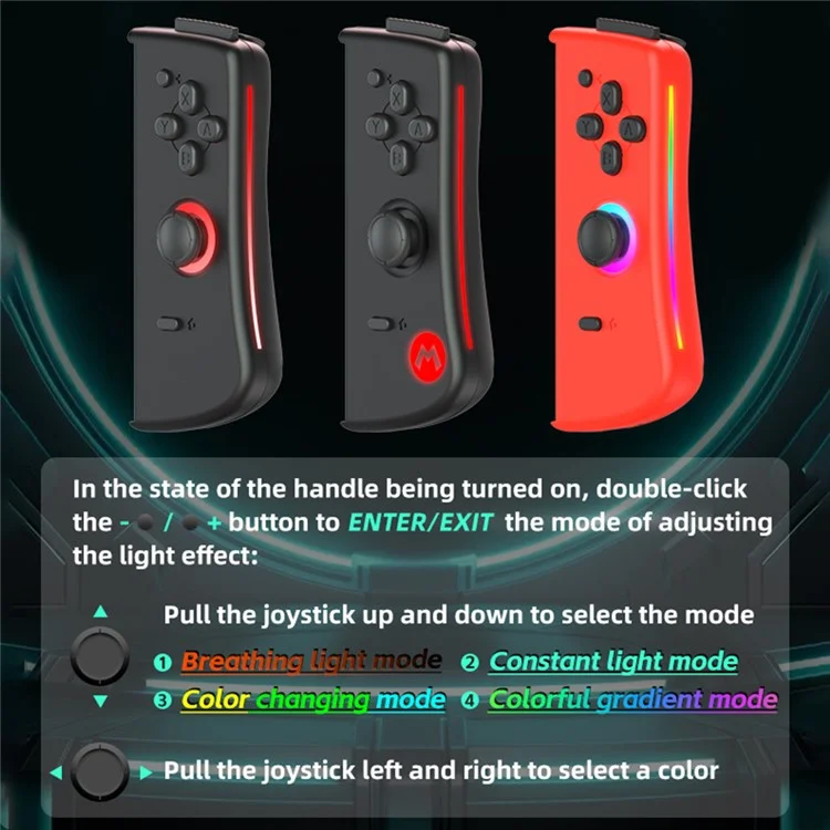 DATA FROG For Nintendo Switch 6-axis Gyro Vibration Joy-Con Controller Bluetooth-compatible Gamepad - Red+Blue