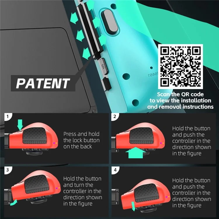 DATA FROG For Nintendo Switch 6-axis Gyro Vibration Joy-Con Controller Bluetooth-compatible Gamepad - Red+Blue