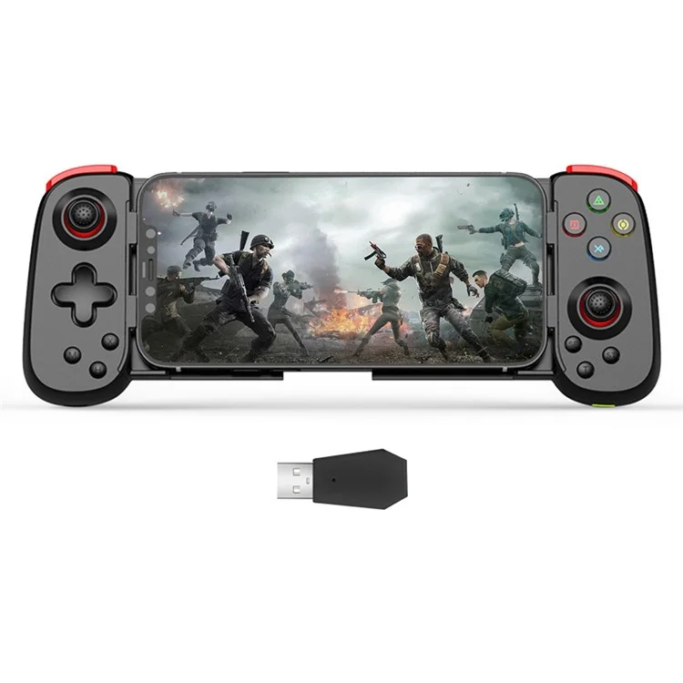 D6DP Wireless Game Controller Stretchable Mobile Phone Bluetooth-compatible Gamepad with USB Receiver - Black