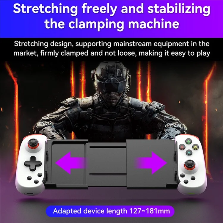 D6DP Wireless Game Controller Stretchable Bluetooth-compatible Phone Gamepad for Nintendo Switch / Phone / PC - White