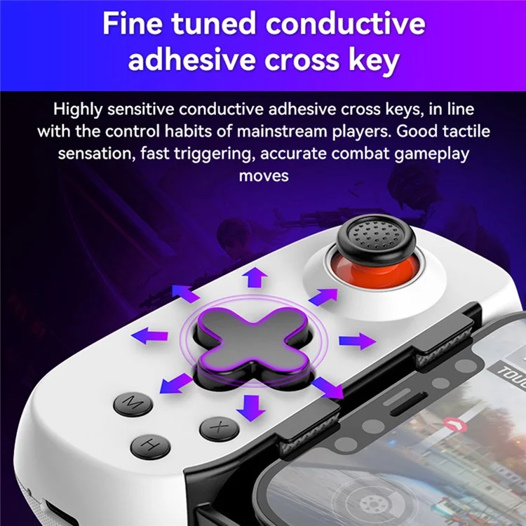 D6DP Wireless Game Controller Stretchable Bluetooth-compatible Phone Gamepad for Nintendo Switch / Phone / PC - White