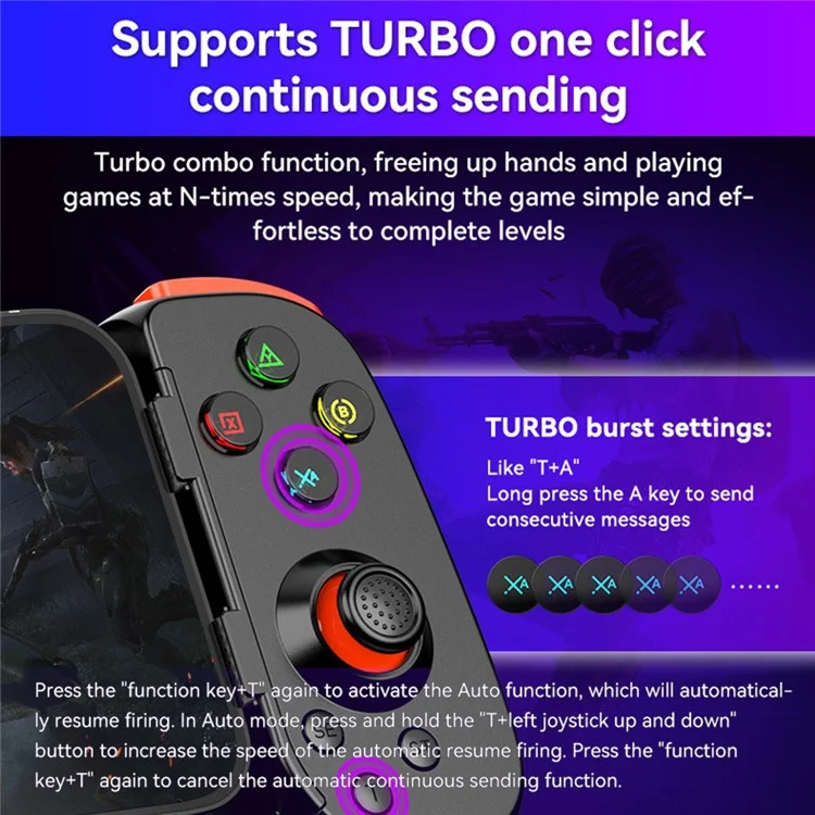 D6DP Wireless Game Controller Stretchable Bluetooth-compatible Phone Gamepad for Nintendo Switch / Phone / PC - White